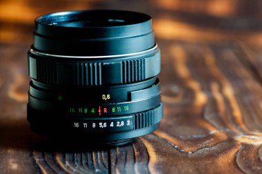 Vintage lens yakın plan, detaylar