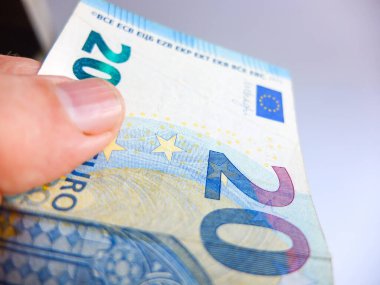 Avro banknotları yakın plan. Yakın plan 50 Euro. (Avrupa Birliği para birimi).