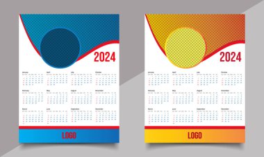 Takvim. Takvim tasarım şablonu. Duvar takvimi tasarımı. Mutlu yıllar takvimi. Modern, yaratıcı, profesyonel, kurumsal, iş dünyası, resmi takvim tasarım şablonu.