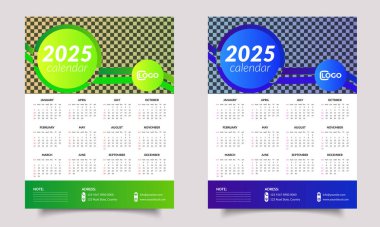 Takvim tasarımı. Takvim 2025. Duvar Takvimi Tasarımı. Takvim şablonu tasarımı. Duvar takvimi tasarımı veya bir sayfalık takvim tasarımı. 2025 Yılının Takvim Tasarımı. Yazdırma ya da web siteniz için uygun.