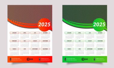 Takvim tasarımı. Takvim 2025. Duvar Takvimi Tasarımı. Takvim şablonu tasarımı. Duvar takvimi tasarımı veya bir sayfalık takvim tasarımı. 2025 Yılının Takvim Tasarımı. Yazdırma ya da web siteniz için uygun.