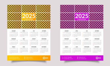 Takvim tasarımı. Takvim 2025. Duvar Takvimi Tasarımı. Takvim şablonu tasarımı. Duvar takvimi tasarımı veya bir sayfalık takvim tasarımı. 2025 Yılının Takvim Tasarımı. Yazdırma ya da web siteniz için uygun.