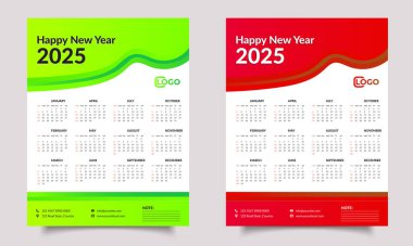 Calendar design. Calendar 2025. Wall Calendar Design. Calendar template design. Wall calendar design or one-page calendar design. Calendar Design for The Year 2025. Suitable for your print or website. clipart