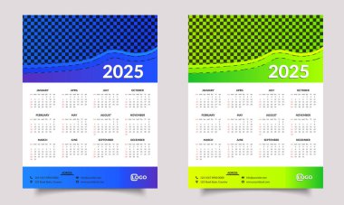 Takvim tasarımı. Takvim 2025. Duvar Takvimi Tasarımı. Takvim şablonu tasarımı. Duvar takvimi tasarımı veya bir sayfalık takvim tasarımı. 2025 Yılının Takvim Tasarımı. Yazdırma ya da web siteniz için uygun.