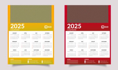 Takvim tasarımı. Takvim 2025. Duvar Takvimi Tasarımı. Takvim şablonu tasarımı. Duvar takvimi tasarımı veya bir sayfalık takvim tasarımı. 2025 Yılının Takvim Tasarımı. Yazdırma ya da web siteniz için uygun.