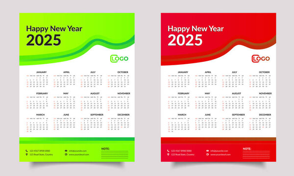 Calendar design. Calendar 2025. Wall Calendar Design. Calendar template design. Wall calendar design or one-page calendar design. Calendar Design for The Year 2025. Suitable for your print or website.
