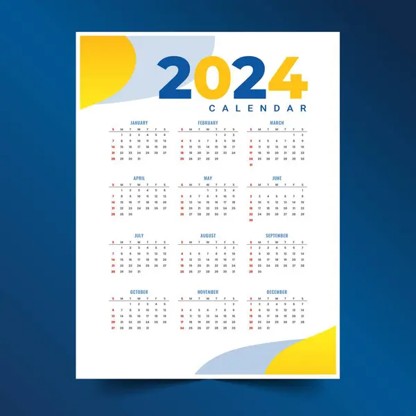 2024 New Year Calendar Template Organize Events Holidays Vector Stock ...