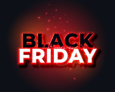 Parlak sarı neon ışıklar kara Cuma arkaplanı