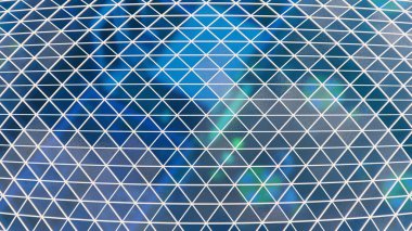 Soyut geometrik arkaplan. Binanın ön cephesinde üçgen desen var..