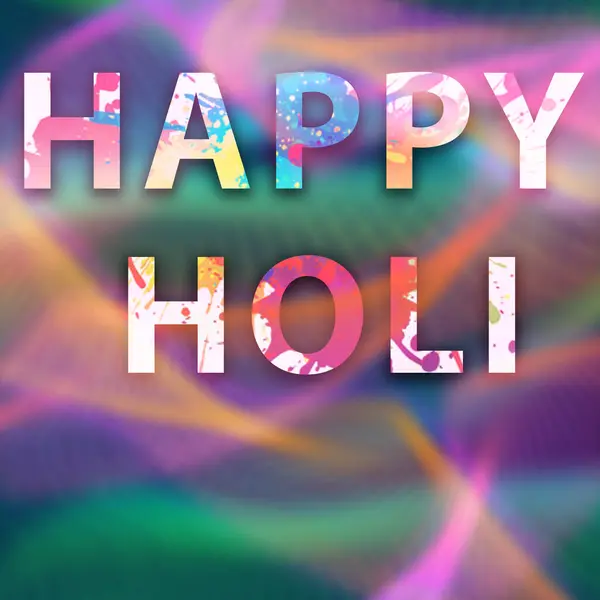 Mutlu Holi tipografi posterleri. Soyut arkaplan üzerine Mutlu Holi metinleri