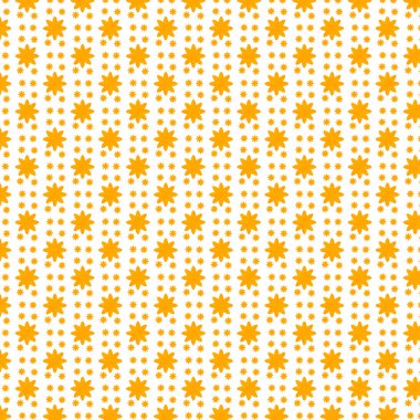 Çiçek ve beyaz arkaplan elementleri olan sarı bir çiçeğin kusursuz deseni