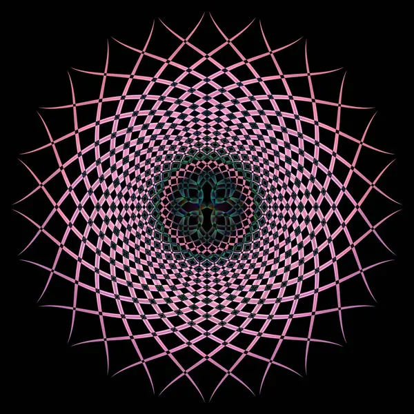 Siyah Arkaplanda Karmaşık Pembe Mandala