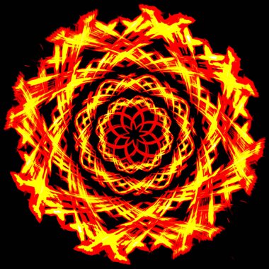 Güzel parlayan Ateşli Fraktal Mandala