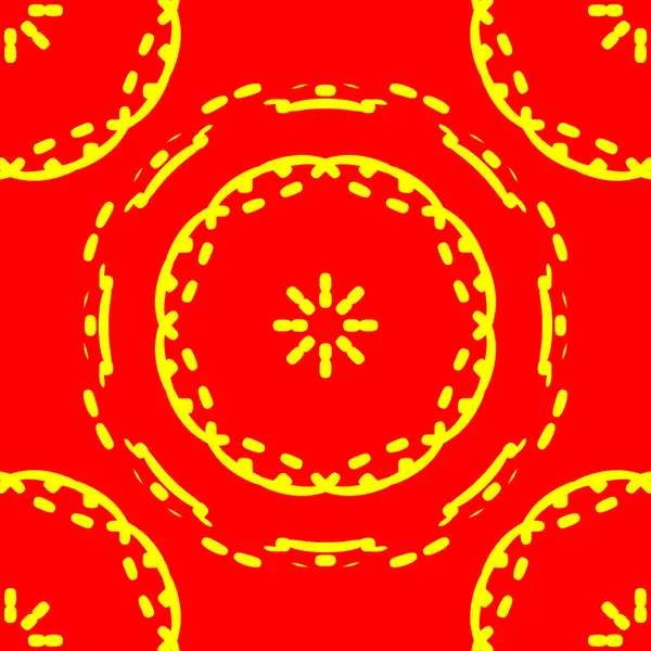 Noktalı Çizgiler ve Geometrik Süslemelerle Canlı Dairesel Mandala