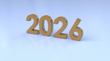 Altın 3D 2026 Açık Mavi Yüzey Numarası