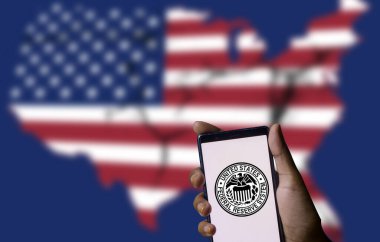 Dhaka, Bangladeş - 21 Aralık 2023: Federal Rezerv Sistemi logosu. Federal Rezerv ya da Merkez Bankası olarak bilinir. Amerika Birleşik Devletleri 'nin merkez bankacılık sistemidir..