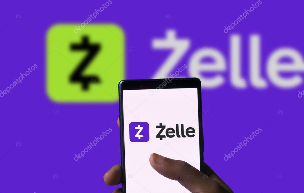 Zelle app on the smartphone screen .Digital payments network. Dhaka,Bangladesh. 13 January 2024.