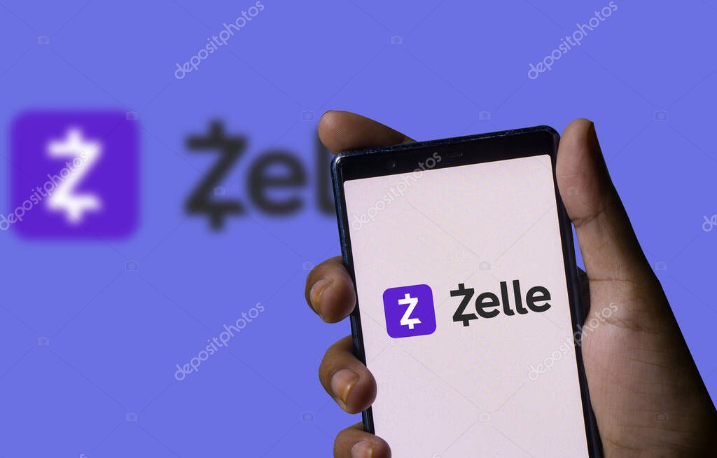 Zelle app on the smartphone screen. Digital payments network. Dhaka,Bangladesh. 13 January 2024.