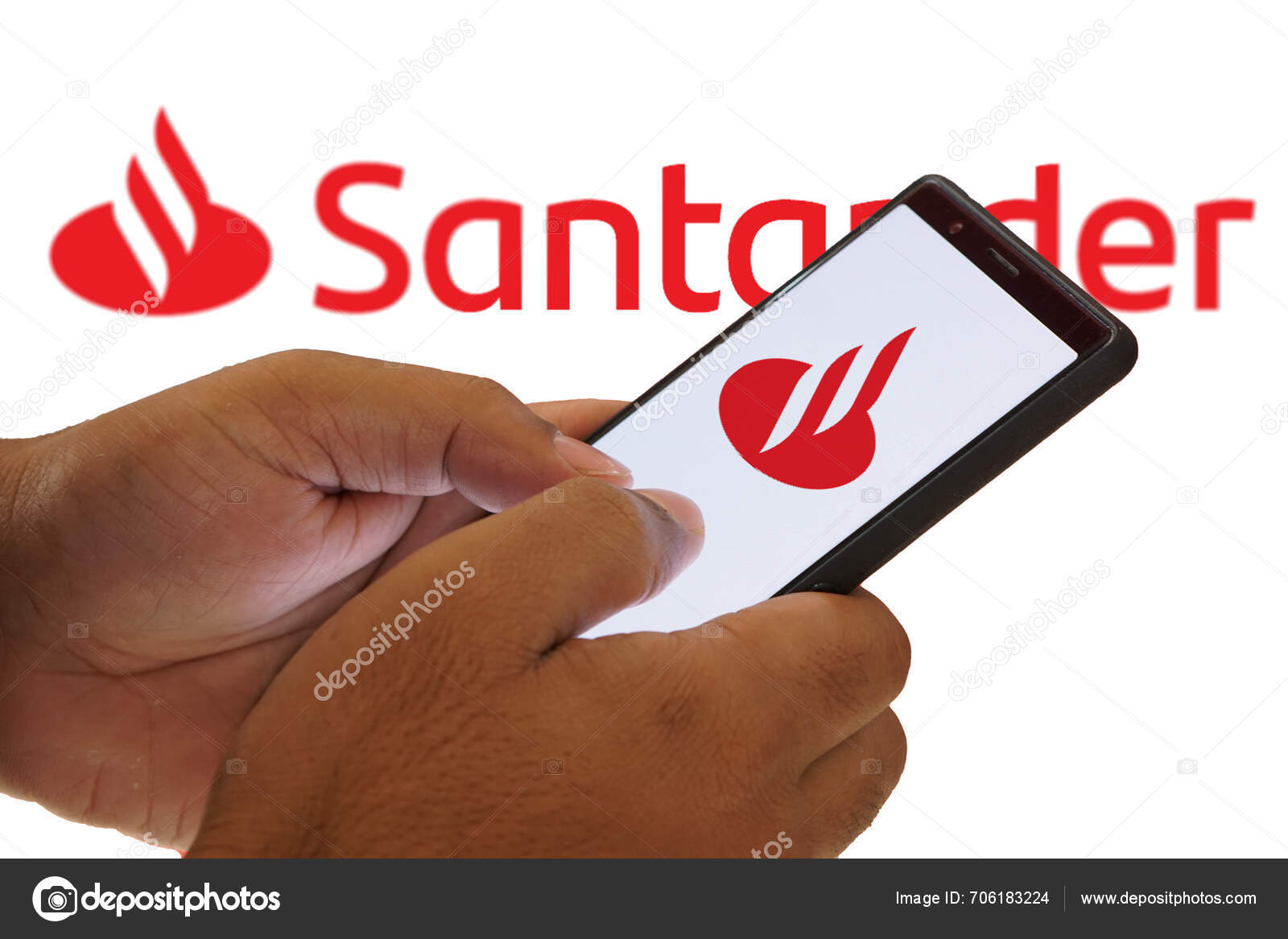 Santander Mobile Banking App Smartphone Screen Dhaka Bangladesh March