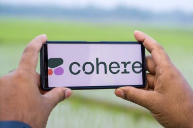Cohere logosu akıllı telefon, Dhaka, Bangladeş - 08 Mart 2024.