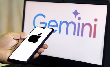 Google Gemini AI logosu Apple, Dhaka, Bangladeş 23 Mart 2024.