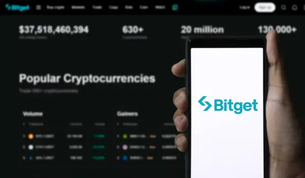 Dhaka, Bangladeş 29 Mart 2024: Bu resimde Bitget logosu akıllı bir telefondan gösteriliyor