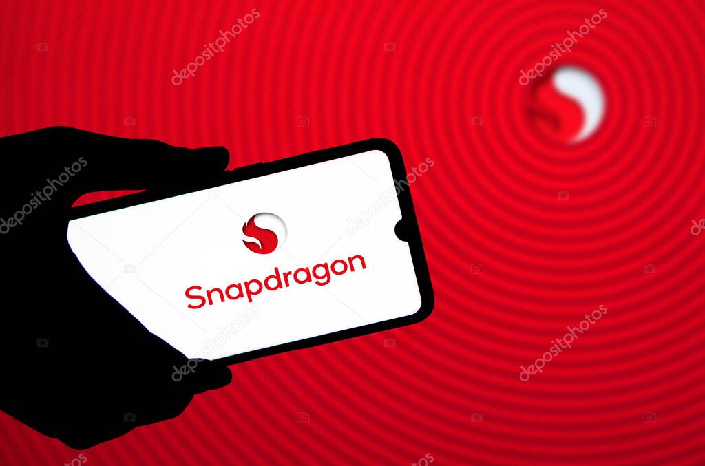 Smart phone with qualcomm snapdragon logo, which is a procedure for phones.Dhaka,Bangladesh 30 April 2024.