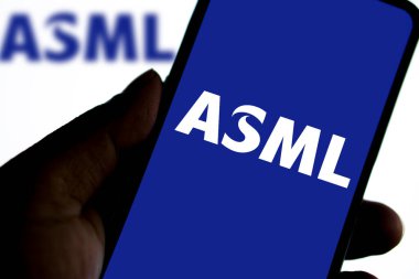 Dhaka,Bangladesh 08 May 2024:ASML Holding N.V. known as ASML logo on Smartphone. clipart