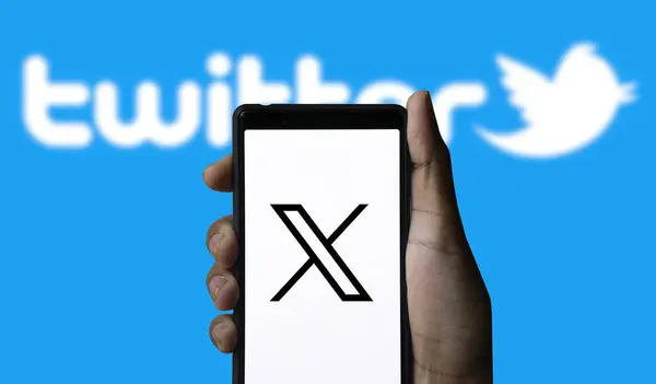 stock image Dhaka,Bangladesh 11 August 2024: X twitter new logo on phone screen stock image.