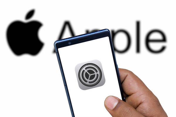 Dhaka,Bangladesh 14 Aug 2024:iPhone with Settings,  Apple is a multinational technology company.