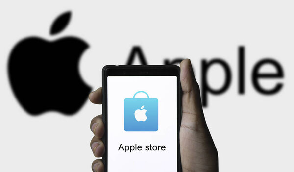 Dhaka,Bangladesh 14 Aug 2024:Apple App Store displayed on smartphone.