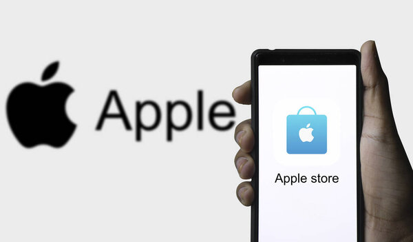 Dhaka,Bangladesh 14 Aug 2024:Apple App Store displayed on smartphone.