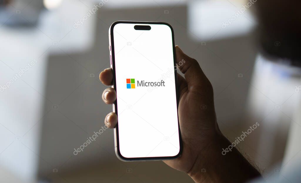 Dhaka,Bangladesh 03 Sep 2024:Microsoft Logo on smartphone