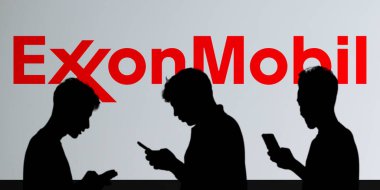 ExxonMobil Corporation Logo on a mobile screen stock image. It's a major multinational publicly traded oil and gas company: Dhaka, Bangladesh-06 September 2024. clipart