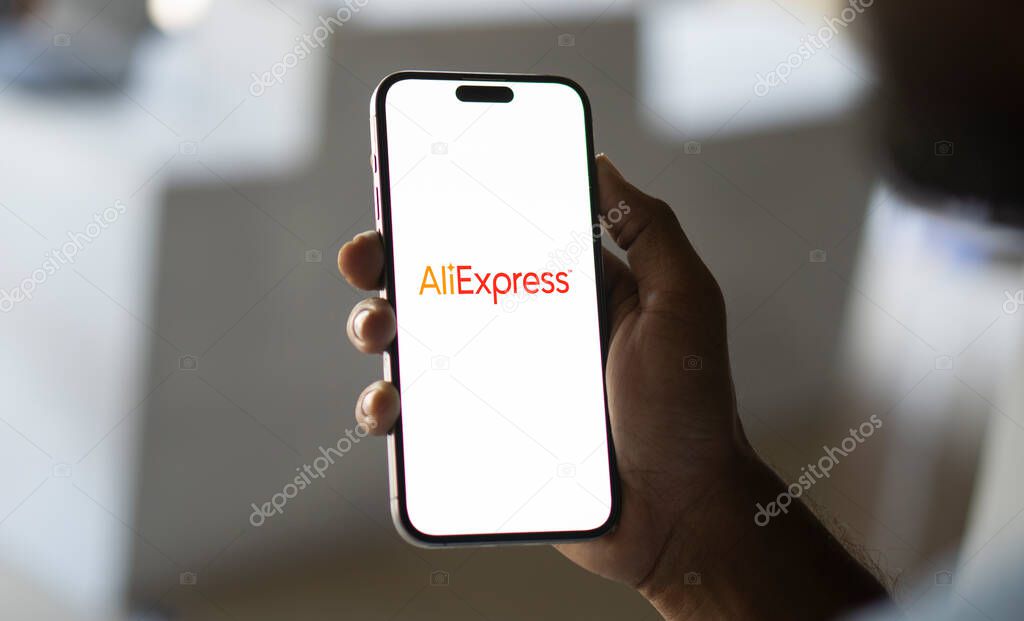 AliExpress is an Chinese online retail service. A smartphone with the AliExpress logo on smartphone,Dhaka,Bangladesh 12 September 2024.