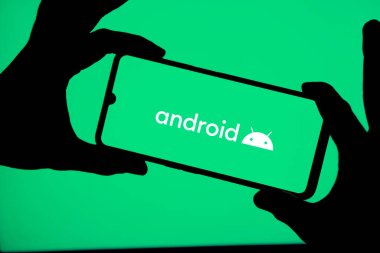 Android logo on smartphone,Android is a mobile operating system based on the Linux kernel-Dhaka,Bangladesh 11 Oct 2024. clipart