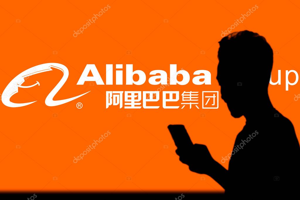 Dhaka,Bangladesh 11 Oct 2024:Alibaba group  logo displayed on a smartphone.