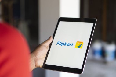 Flipkart logo on phone screen stock image-Dhaka,Bangladesh 11 Oct 2024. clipart