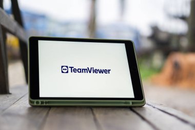 Dhaka,Bangladesh 11 Nov 2024:TeamViewer logo on smartphone. clipart