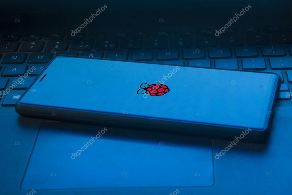 Dhaka,Bangladesh 01 Dec 2024:Raspberry Pi logo sign on the smartphone screen.
