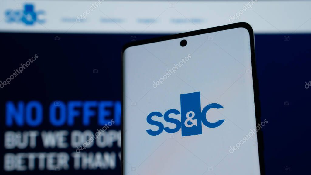 Dhaka, Bangladesh 03 May 2025: Smartphone with logo of US company SSC Technologies Holdings Inc. on screen in front of business website. Focus on center-right of phone display.