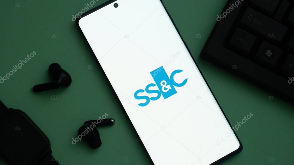 Dhaka, Bangladesh 03 May 2025: Smartphone with logo of US company SSC Technologies Holdings Inc. on screen in front of business website. Focus on center-right of phone display.