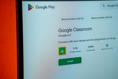 Dhaka, Bangladeş 23 Ağustos 2025: Google Sınıflar arası eğitim ve ödev listesi Google Play uygulaması