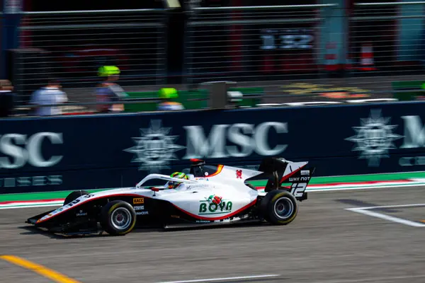 stock image Mari Boya (ESP) on the main straight of the Enzo e Dino Ferrari Circuit in Imola during the Italian GP weekend for the feature race of Formula 3 with his Campos Racing's car