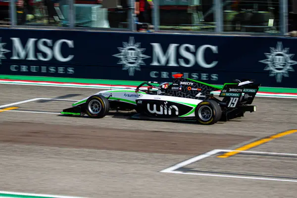 stock image Matias Zagazeta (PER) on the main straight of the Enzo e Dino Ferrari Circuit in Imola during the Italian GP weekend for the feature race of Formula 3 with his Jenzer Motorsport's car