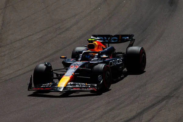 stock image Sergio Checo Perez (MEX) in Imola at the Acque Minerali corner of Autodromo Enzo e Dino Ferrari for the Made in Italy GP 2024 17-19 May with the RB20 number 11