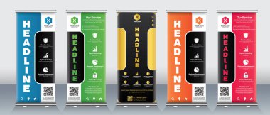 Modern soyut dikey işletmeler Banner Design seti. Sokak İşletmeleri, etkinlikler, sunumlar, toplantılar, yıllık etkinlikler, sergiler için tabela Reklam Şablonu X afişi