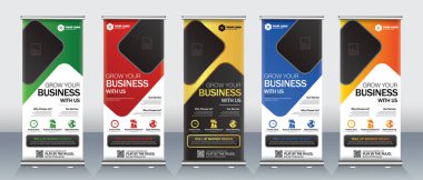 Modern soyut dikey işletmeler Banner Design seti. Sokak İşletmeleri, etkinlikler, sunumlar, toplantılar, yıllık etkinlikler, sergiler için tabela Reklam Şablonu X afişi