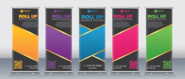 Modern soyut dikey işletmeler Banner Design seti. Sokak İşletmeleri, etkinlikler, sunumlar, toplantılar, yıllık etkinlikler, sergiler için tabela Reklam Şablonu X afişi