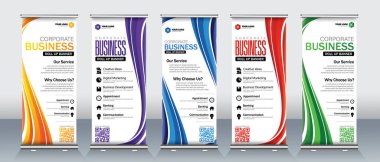 Modern soyut dikey işletmeler Banner Design seti. Sokak İşletmeleri, etkinlikler, sunumlar, toplantılar, yıllık etkinlikler, sergiler için tabela Reklam Şablonu X afişi